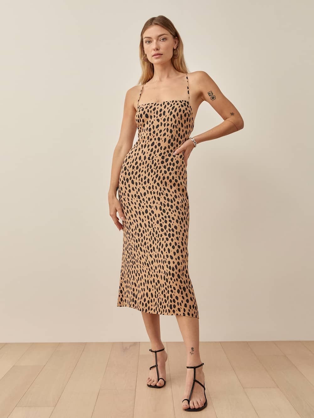 Reformation Dover Midi Leopard Print Slip Dress